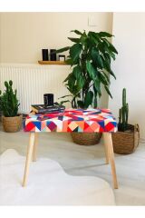 Gürgen Retro Ahşap Ayaklı Handmade Renkli Puf Bench Koltuk Sandalye