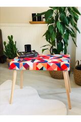 Gürgen Retro Ahşap Ayaklı Handmade Renkli Puf Bench Koltuk Sandalye